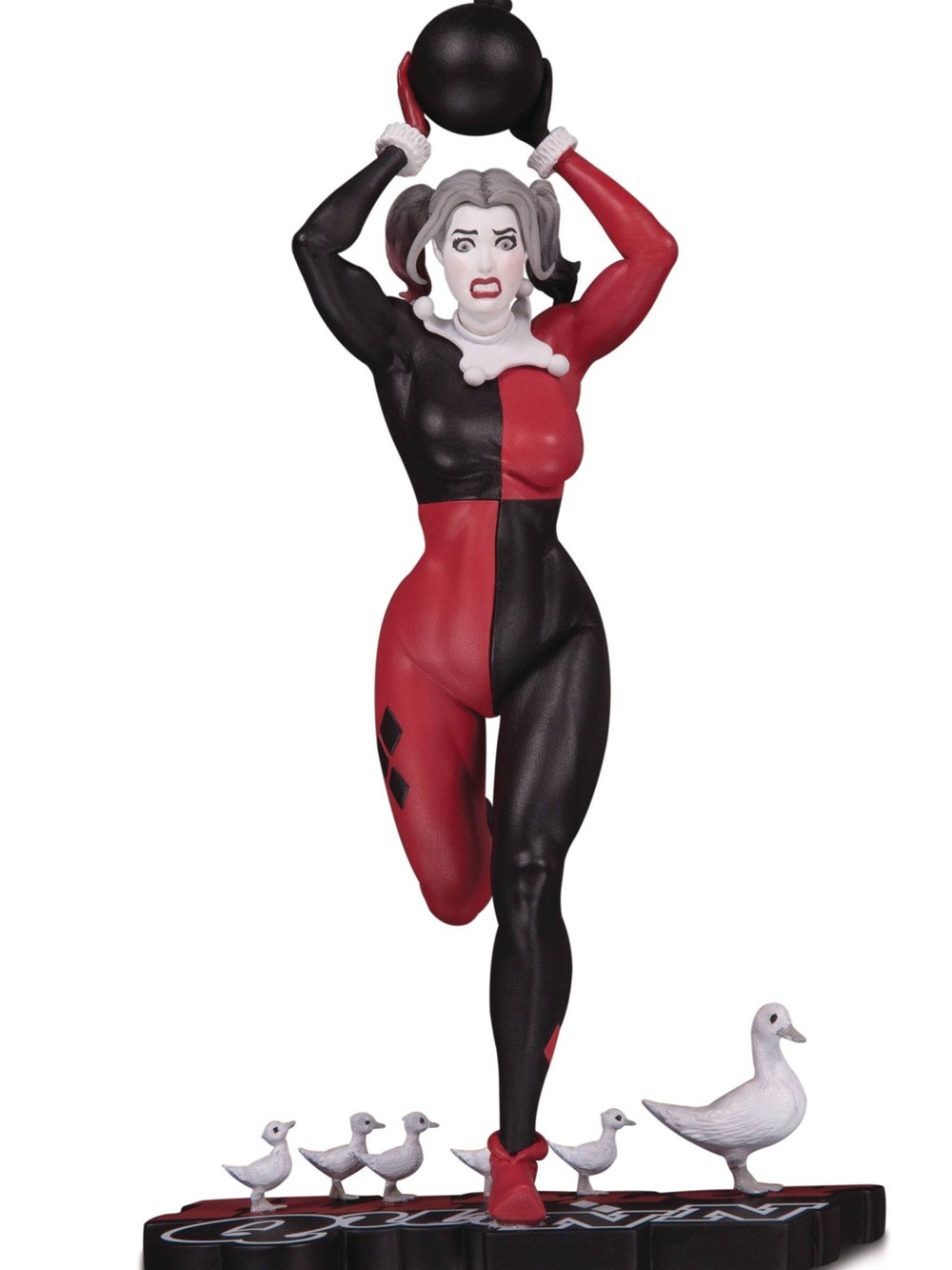 DC Red and Black Harlequin-Style Running Sculpture